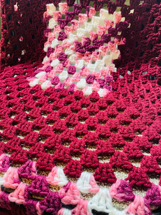 【1970s USA vintage】グラニーブランケット ボルドー系