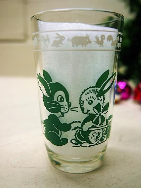 【1950s USA vintage】タンブラー スワンキースウィッグ キディカップ グリーン