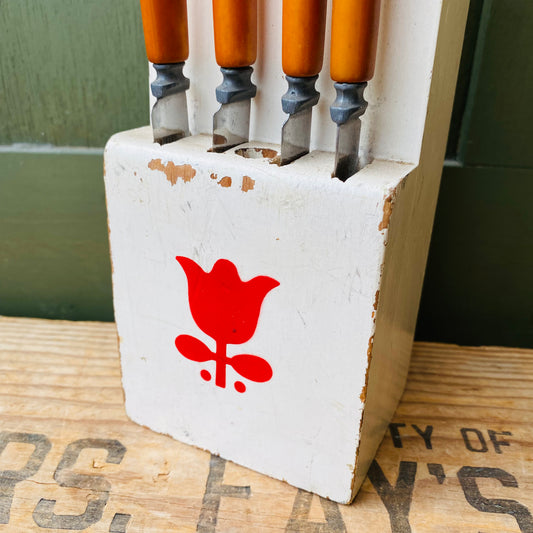 【USA vintage】 カントリー チューリップ ナイフセット