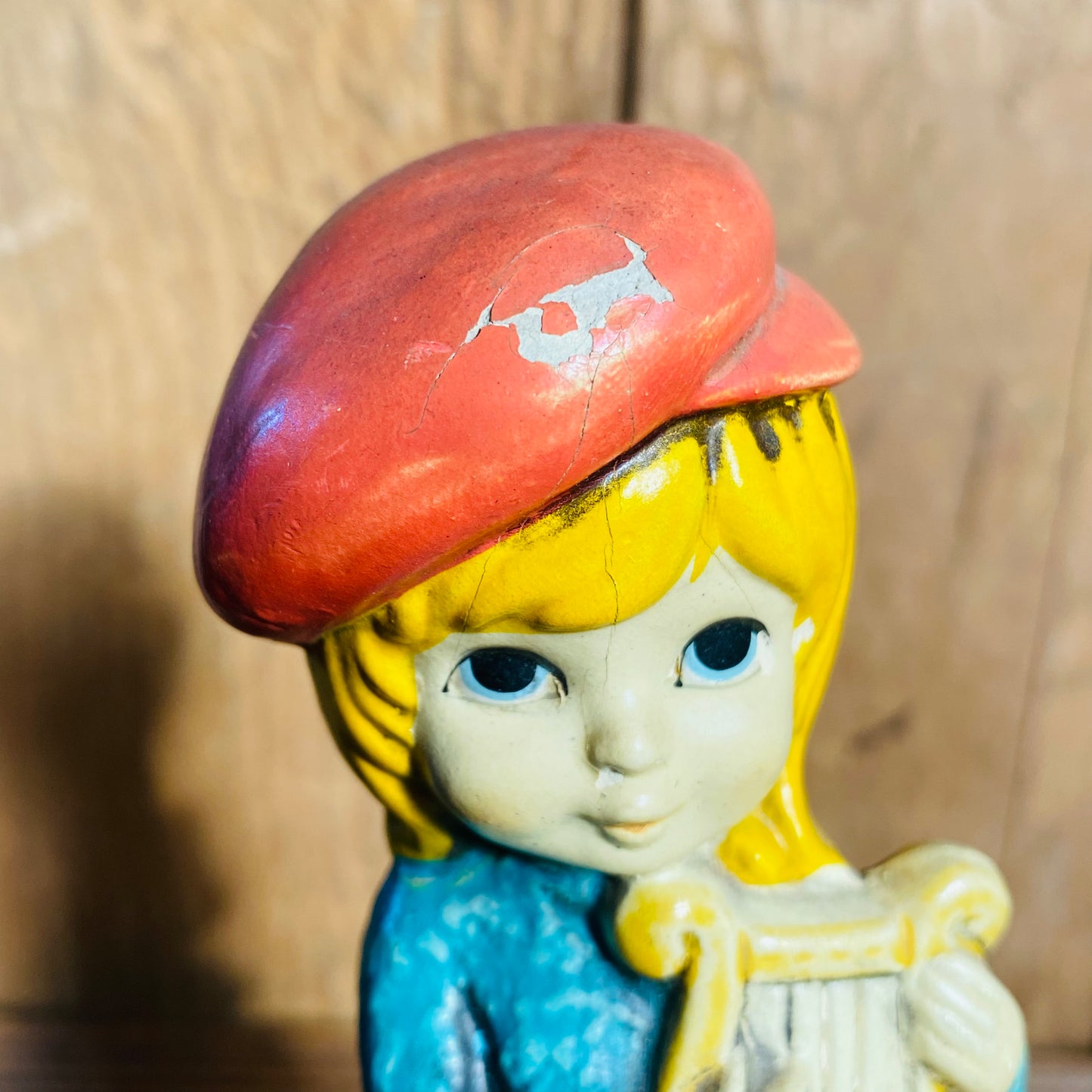 【USA vintage】置物 ハープ弾きの少年