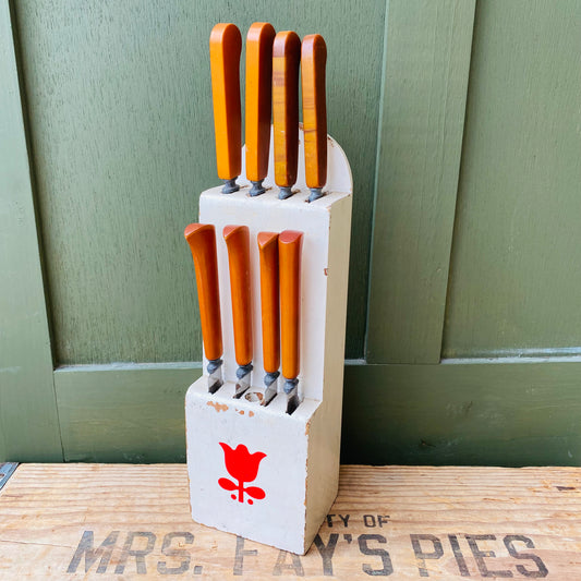 【USA vintage】 カントリー チューリップ ナイフセット