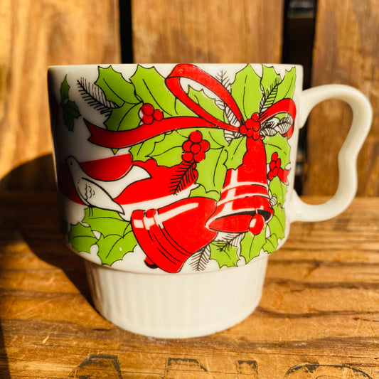 【70s JPN vintage】クリスマスマグカップ ベル&小鳥