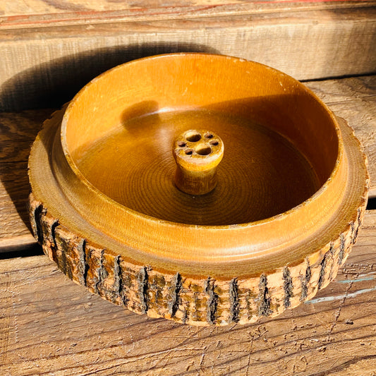 【USA vintage】アッシュトレイ 木製 切り株 灰皿