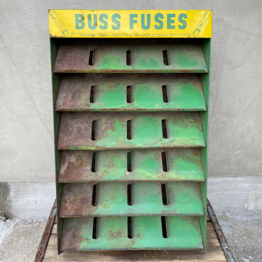 【USA vintage】 Buss Fuses メタルラック ディスプレイ ウォールラック
