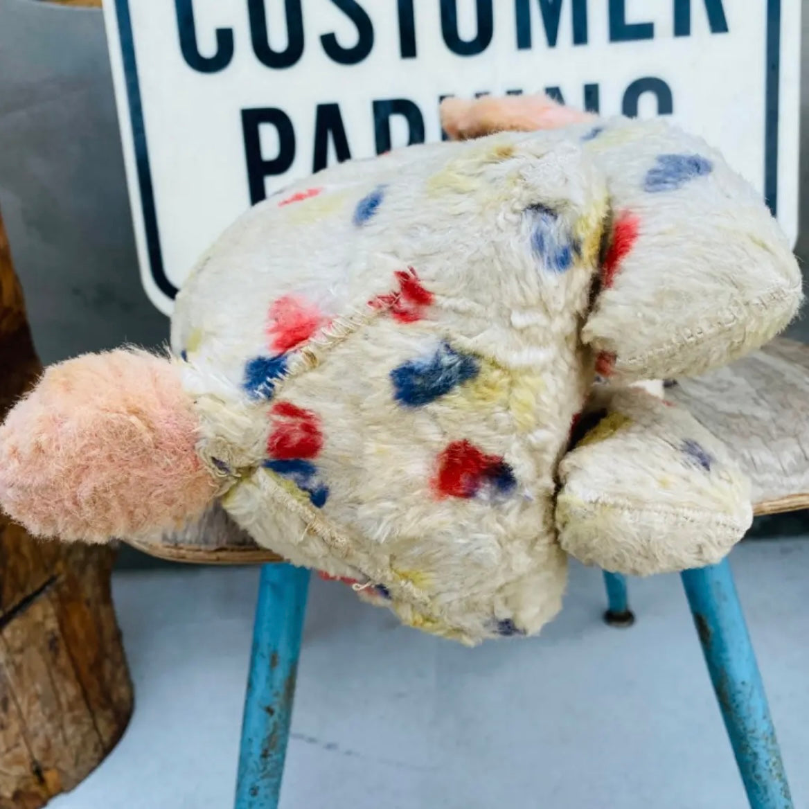 【USA vintage】ぬいぐるみ 犬 ドッグ アンティークドール ドット柄