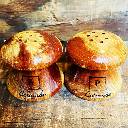 【USA vintage】ソルトアンドペッパー S&P 木製 きのこ