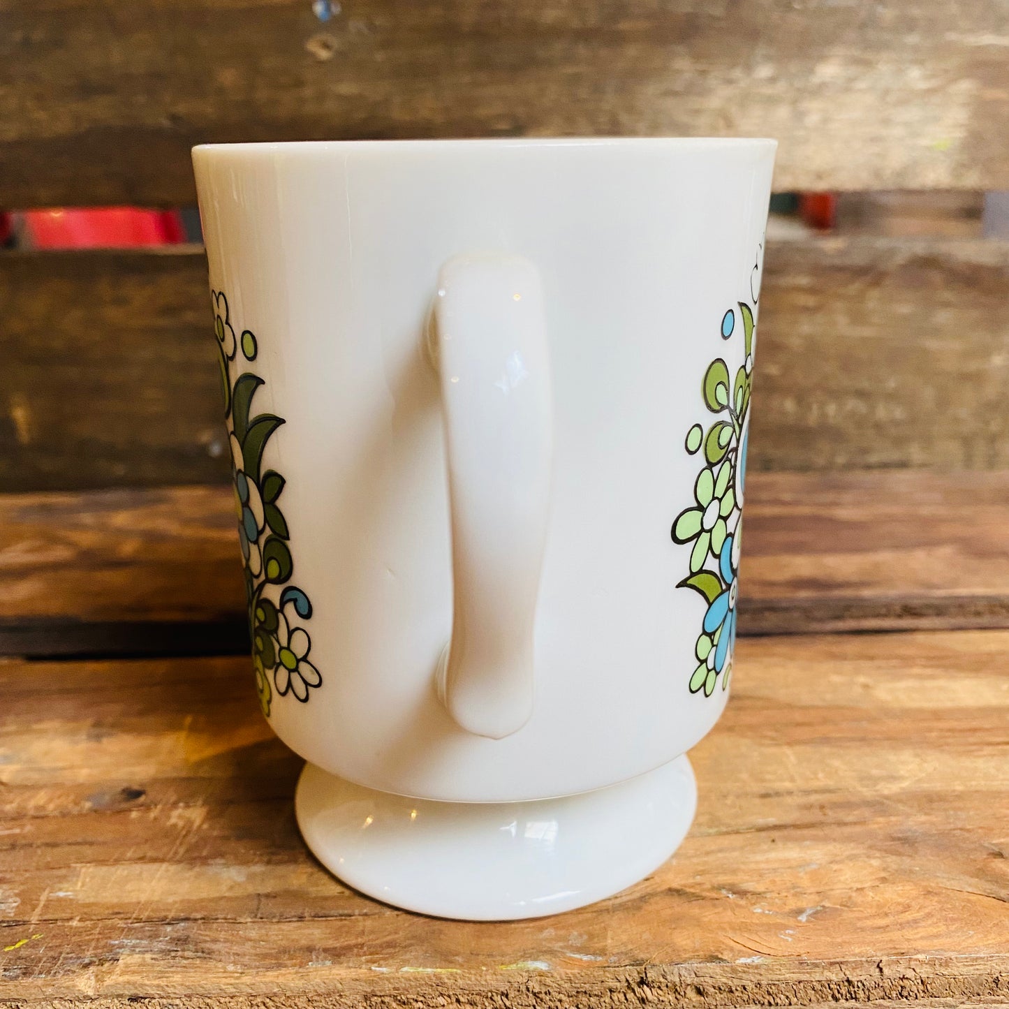 【1970s vintage】マグカップ 蝶と花 ブルー