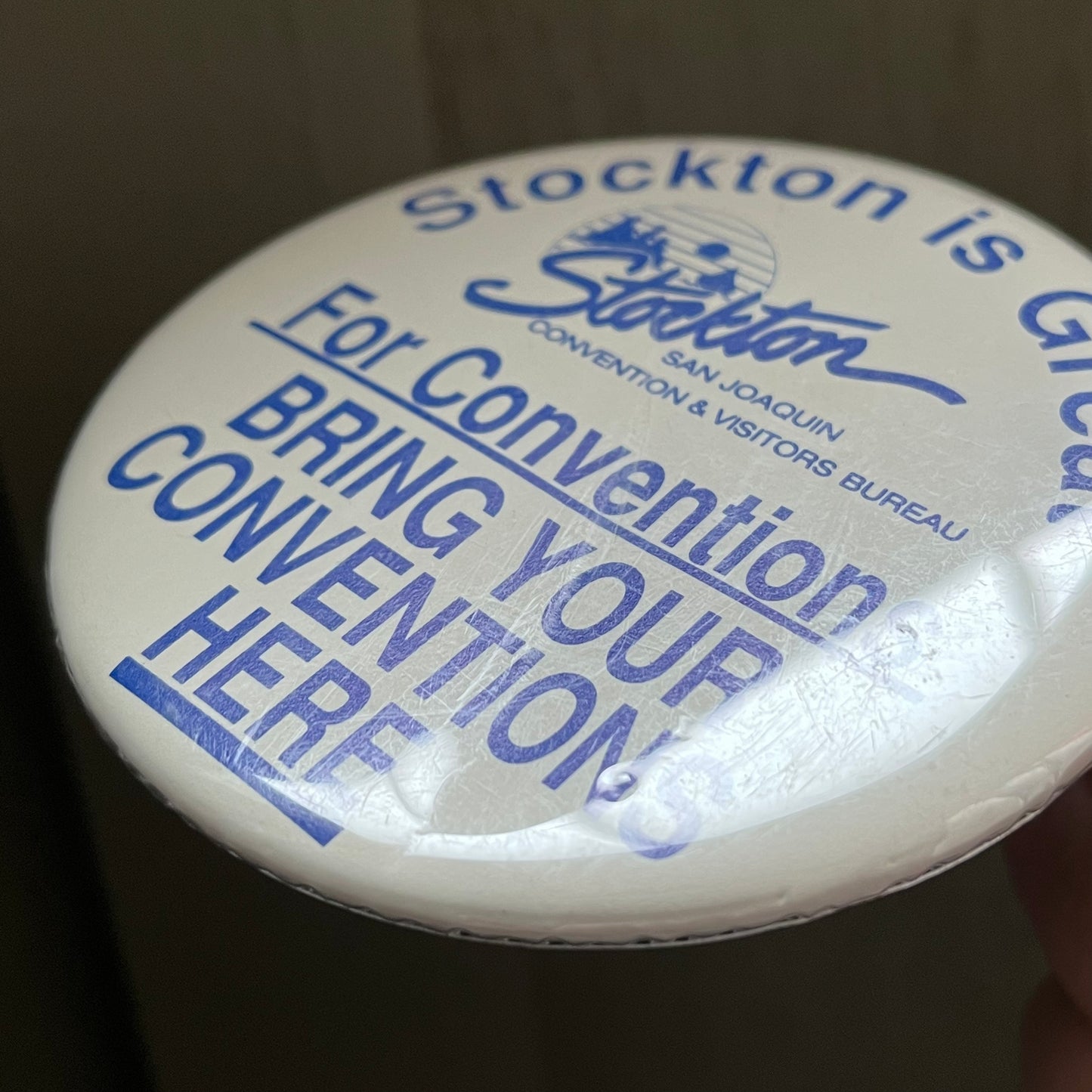 【USA vintage】缶バッジ Stockton is Great