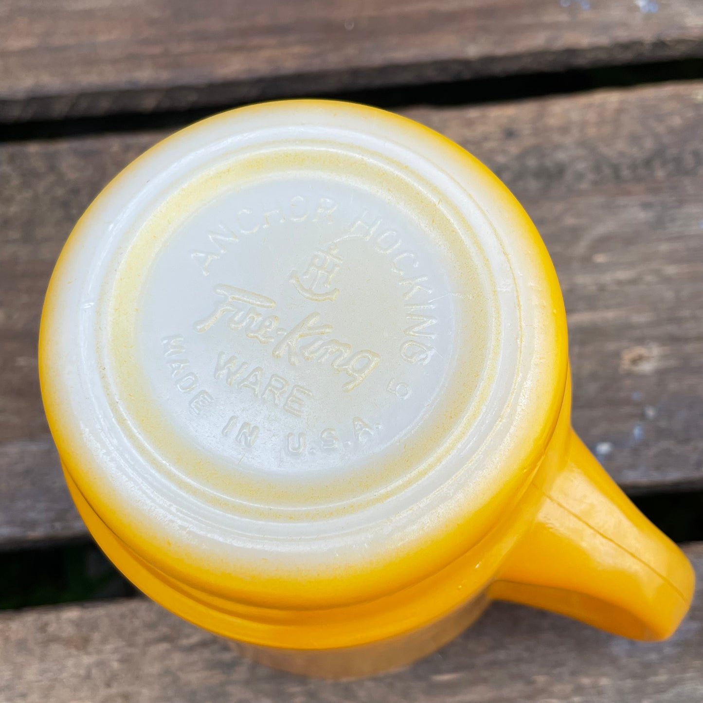 【60’s USA vintage】Fire King スタッキングマグカップ イエロー