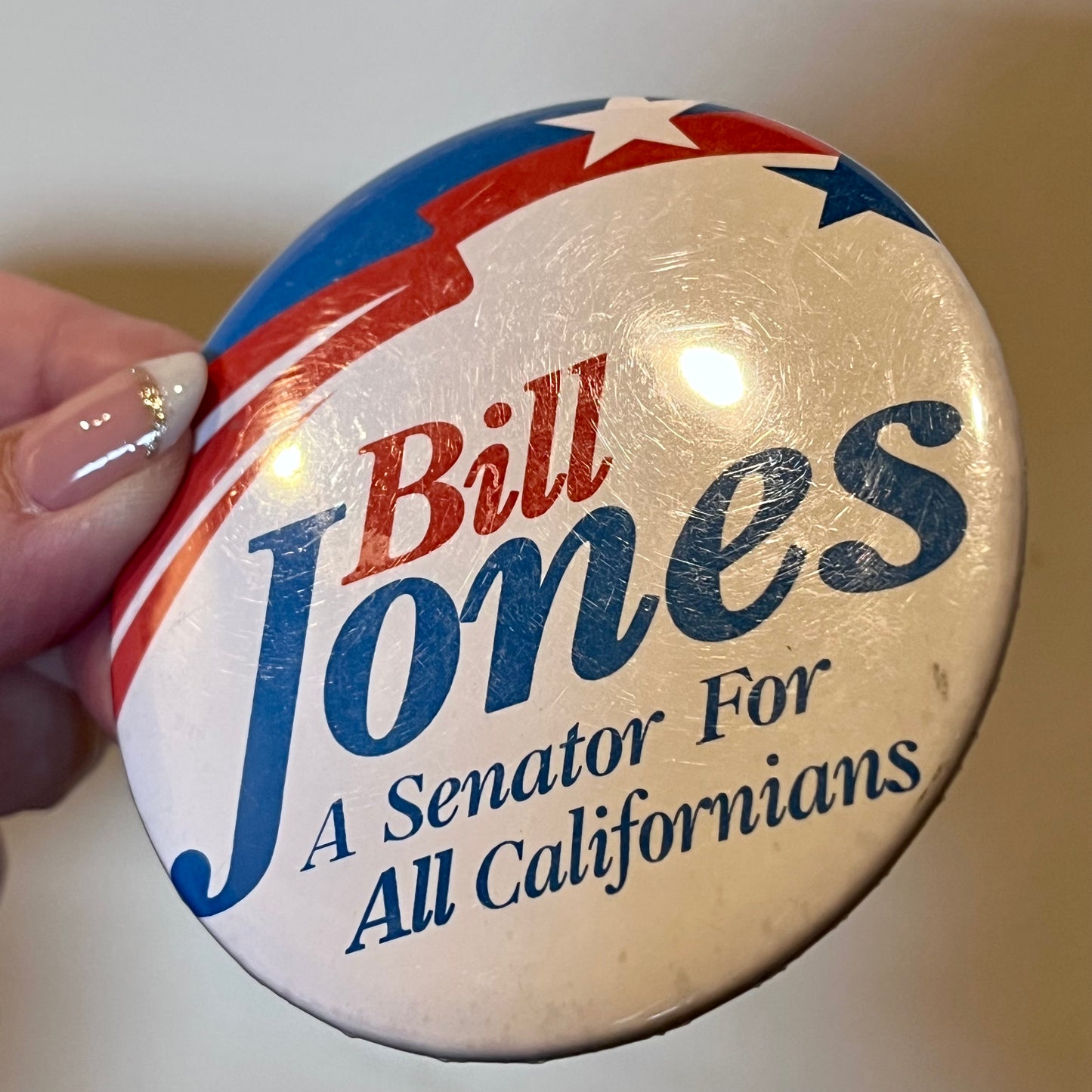 【USA vintage】ビル・ジョーンズ 上院議員 選挙缶バッジ