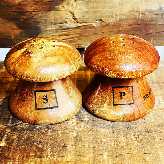 【USA vintage】ソルトアンドペッパー S&P 木製 きのこ