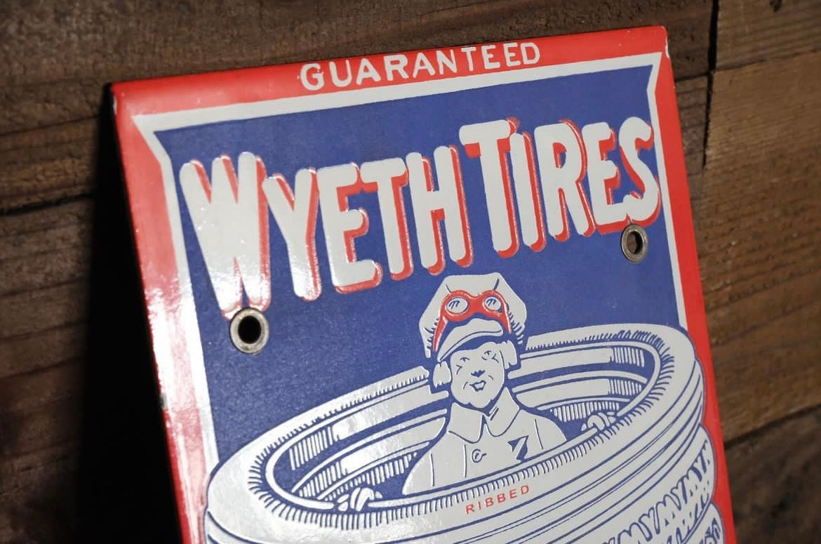 【 USA vintage】ブリキ看板 WYETH TIRES 輸入品 インテリア