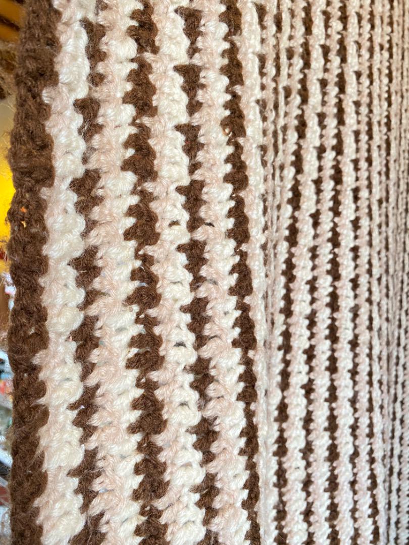 【1970s USA vintage】グラニーブランケット ブラウン×ホワイト×ベージュ