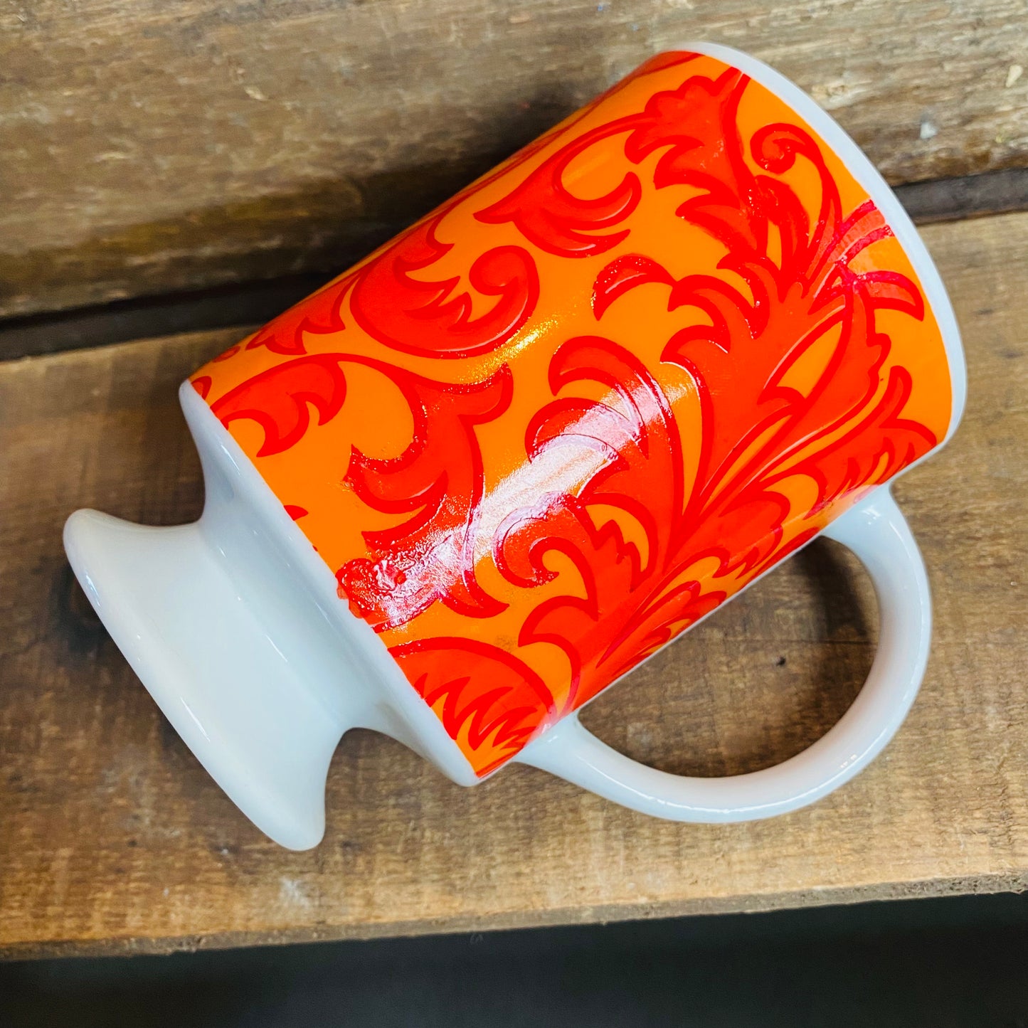 【JPN vintage】レトロ柄 足つき マグカップ