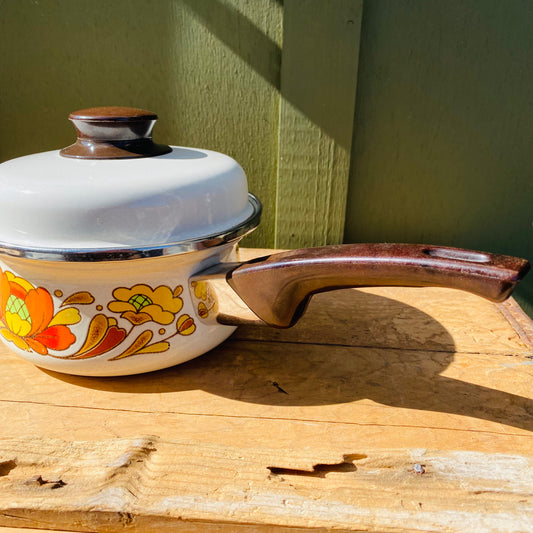【JPN vintage】Sanko Ware 花柄 片手鍋