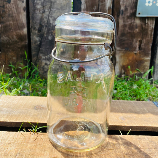 【1930s USA vintage】ATLAS E-Z SEAL ヘーゼルアトラス ワイヤーバンド ガラスジャー