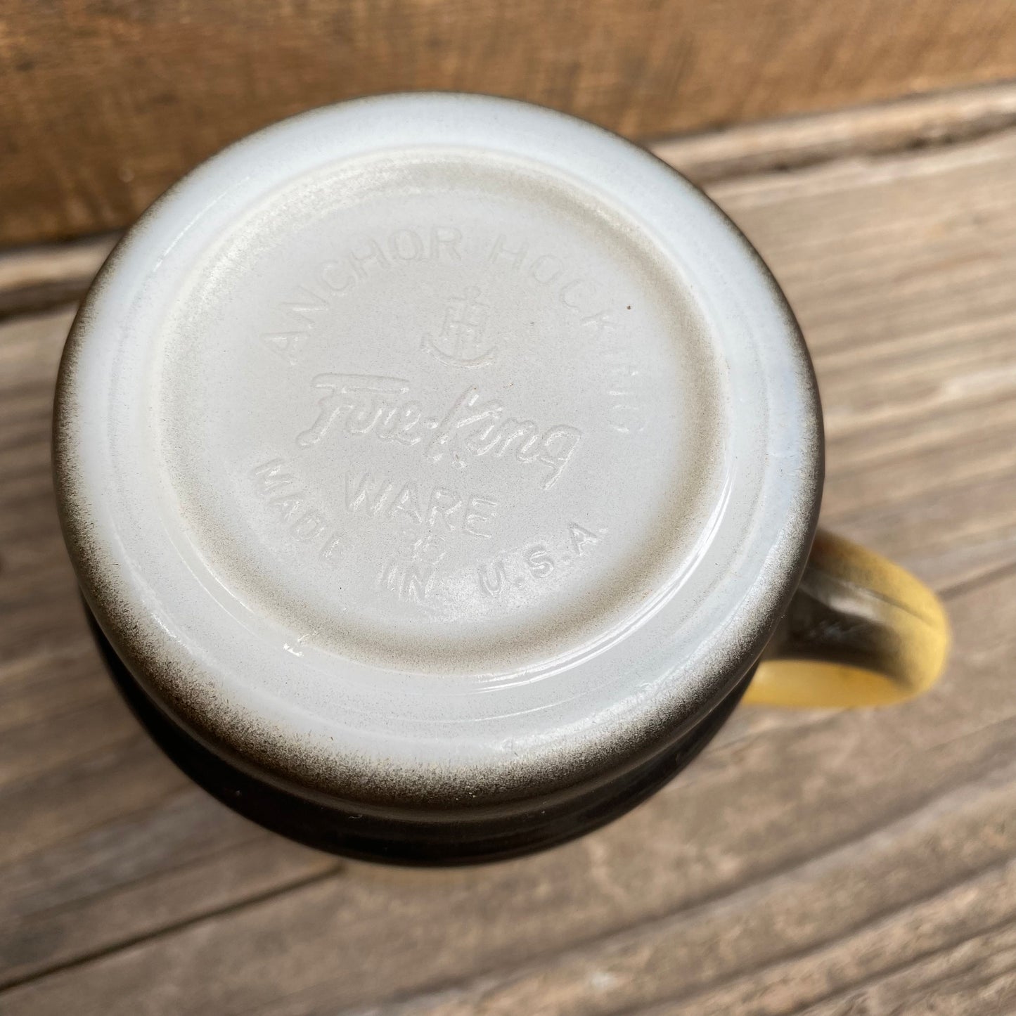 【1960s USA vintage】FIRE KING スタッキングマグ 黄黒 イエロー×ブラック