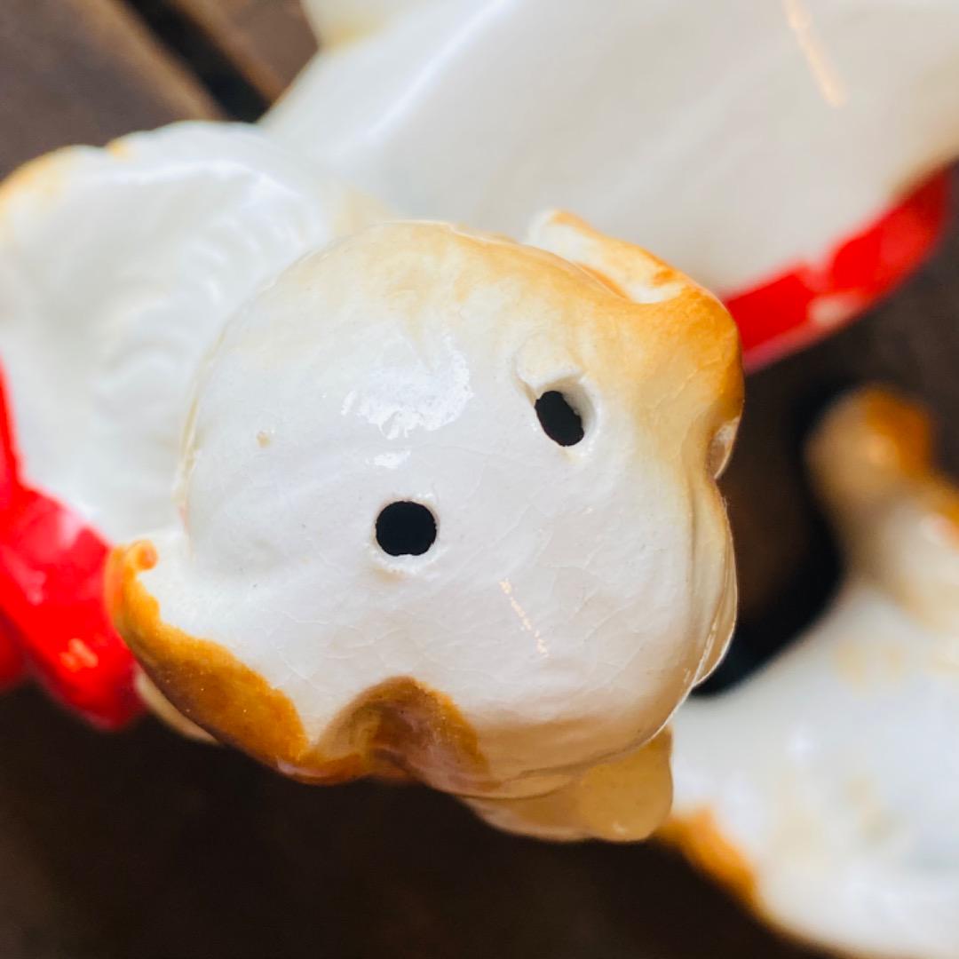 【vintage】犬とバイク ソルト&ペッパー 日本製 レトロ 陶器 置物