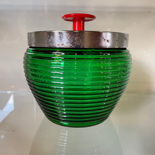 【50’s USA vintage】Glass Division 蓋付きキャニスター グリーンガラス