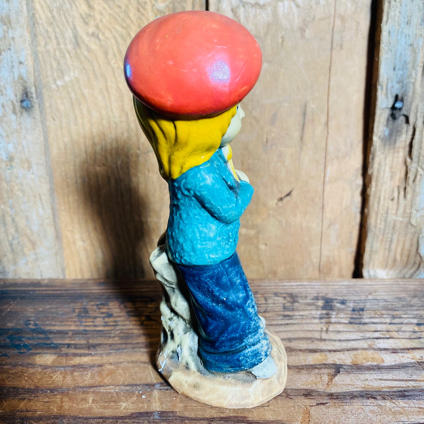 【USA vintage】置物 ハープ弾きの少年
