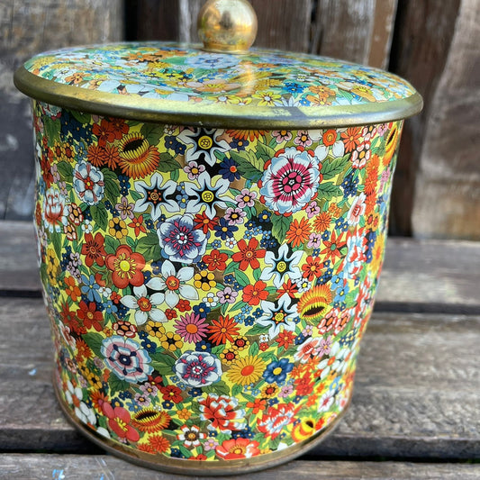 【British vintage】 ティン缶 キャンディボックス tin缶 花柄