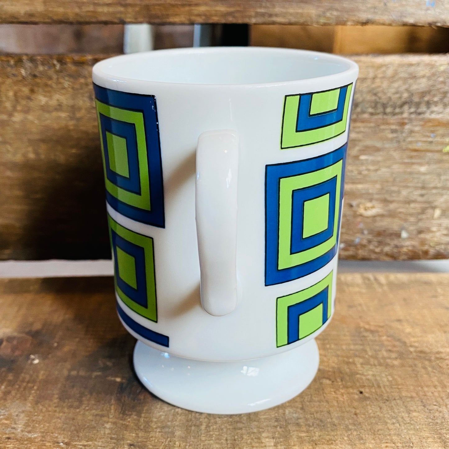 【1970s vintage】 レトロ柄 足つきマグカップ