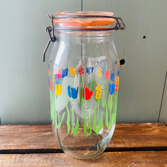 【1980s vintage】ARC フランスガラス キャニスター チューリップ