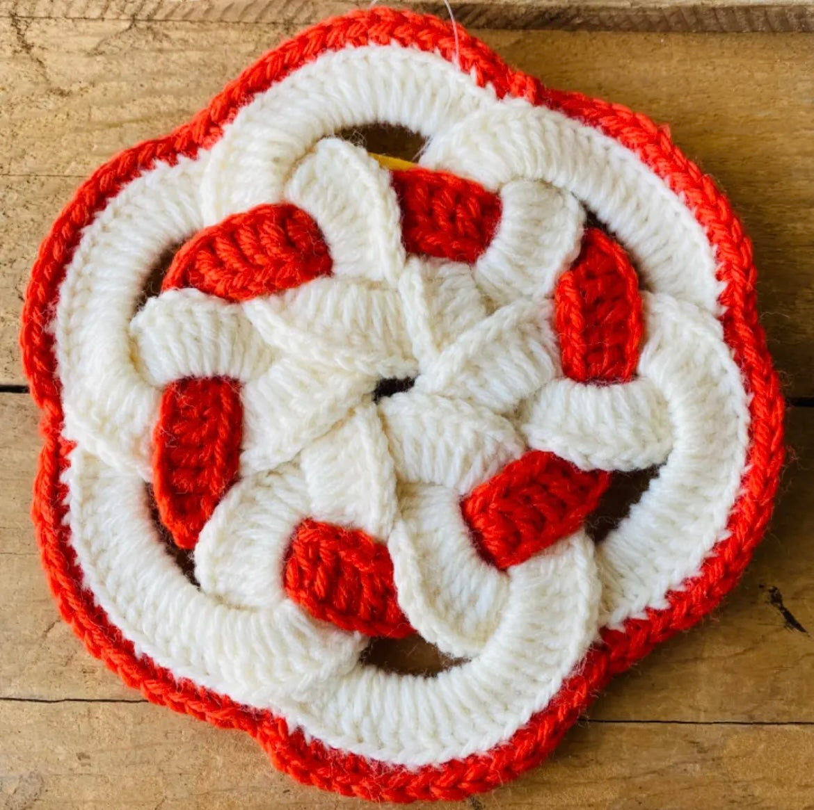 【1970s USA vintage】鍵あみ プランツラグ 鍋敷き 敷物 ⑪