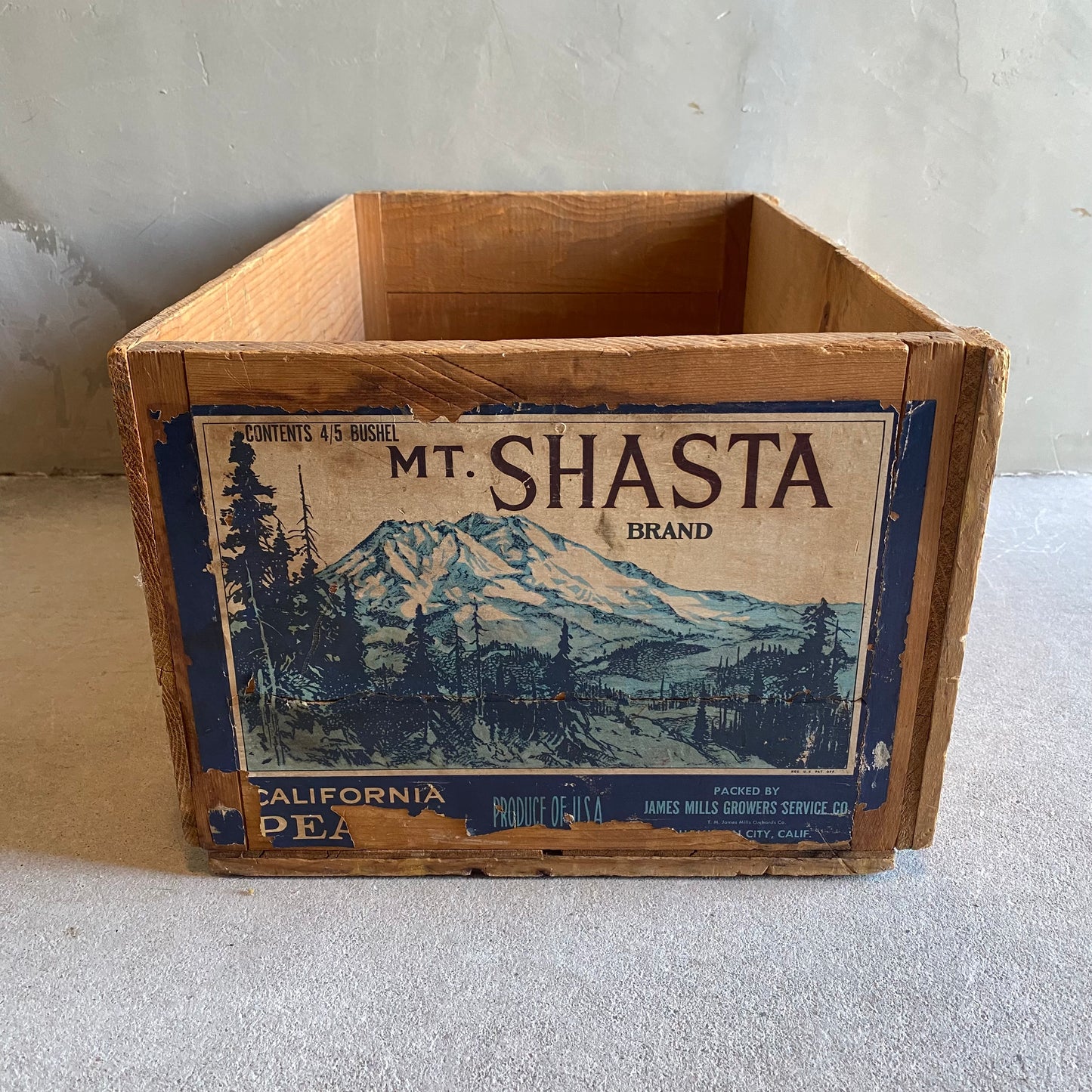 【1940s USA vintage】MT.SHASTA BRAND wood box