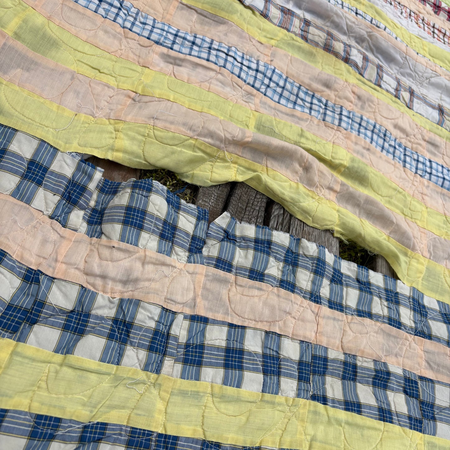 【USA vintage】Patchwork Quilt / Multi Stripe