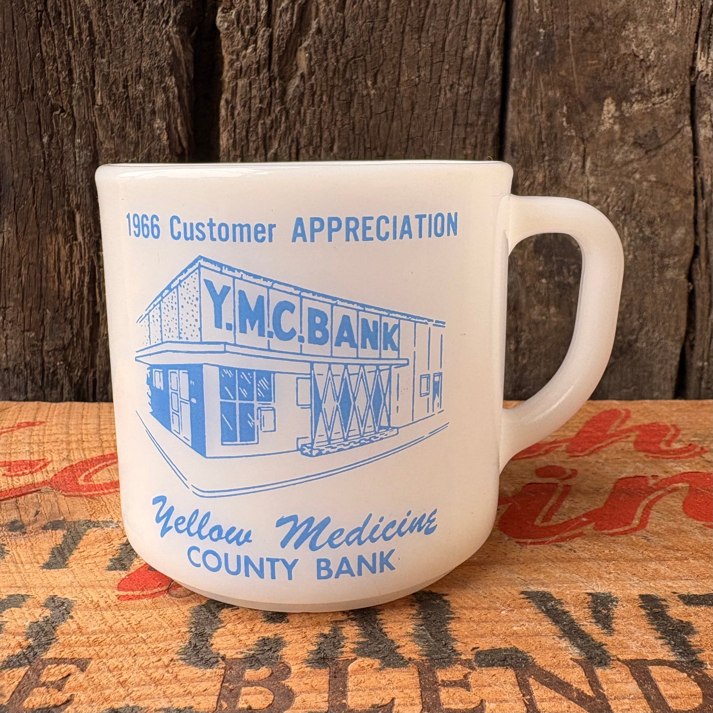 【1960s USA vintage】Y.M.C. Bank Customer Appreciation FEDERAL Glass Mug