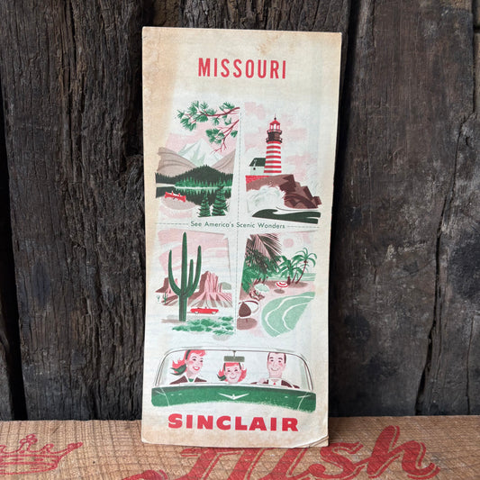 【1950s60s USA vintage】Sinclair Missouri Illustrated Road Map
