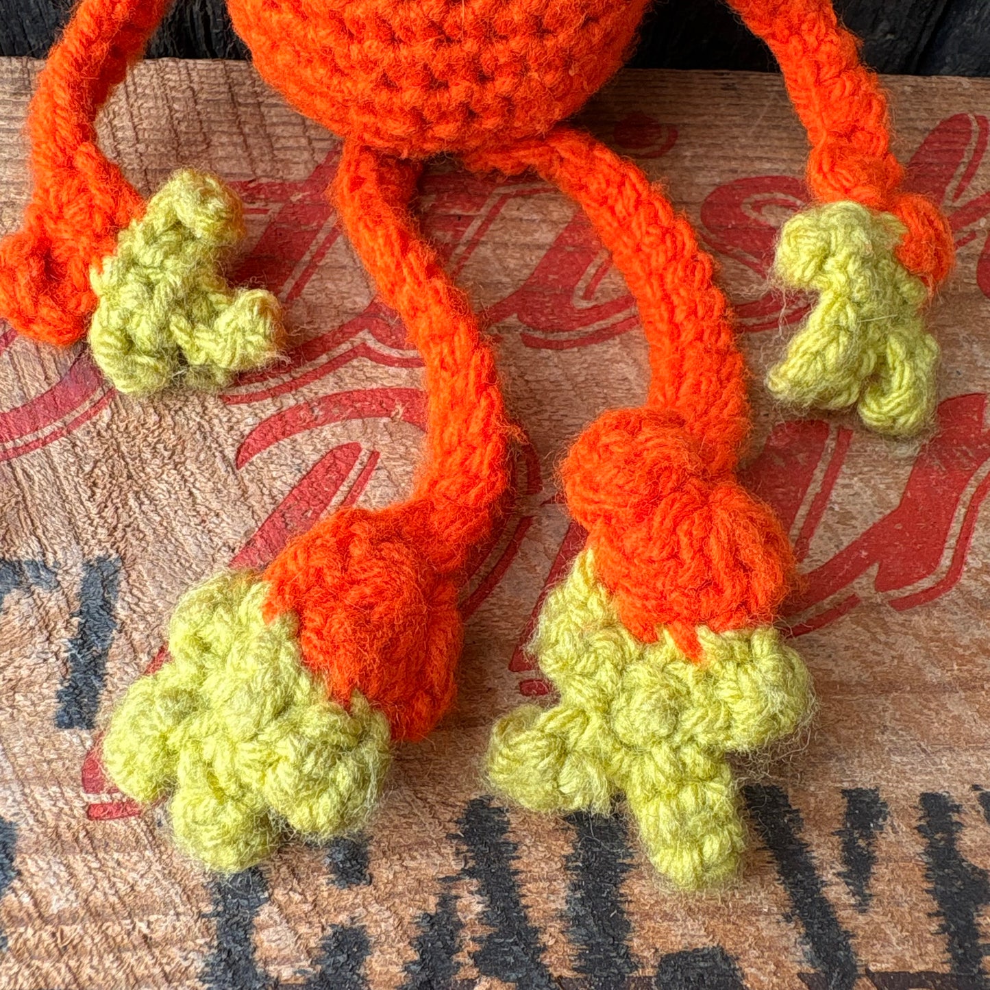 【USA vintage】Frog Crochet Doll Handmade Knit Plush Toy