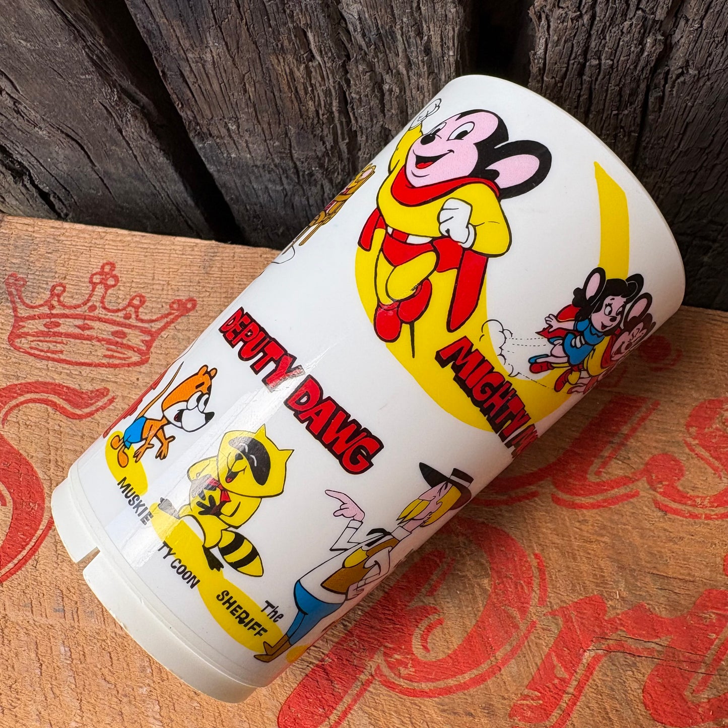 【1977 USA Vintage】DEKA Plastic Tumbler Cup MIGHTY MOUSE