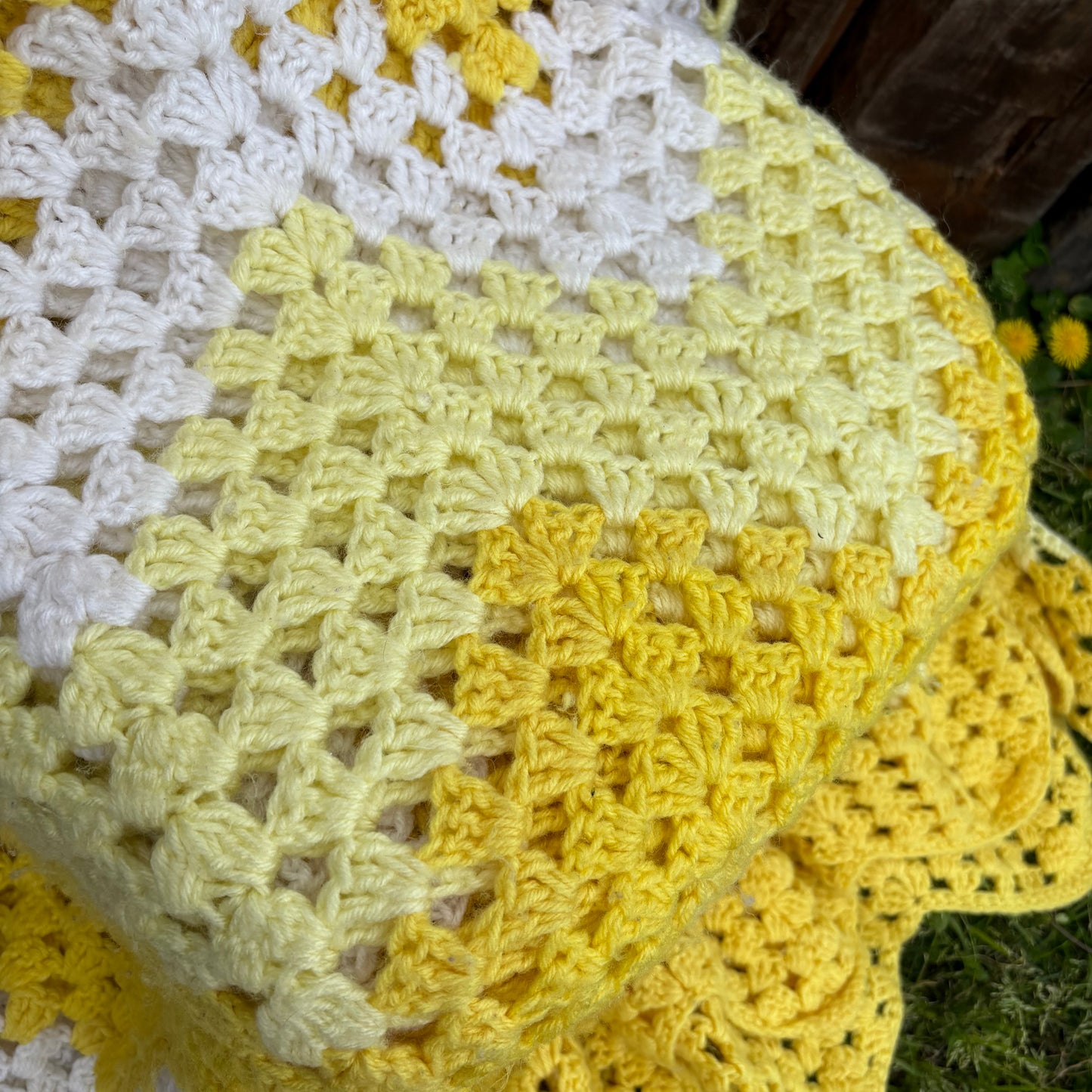 【USA vintage】Granny Blanket Yellow Zigzag