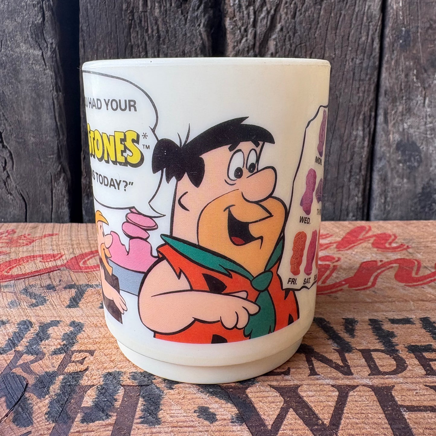 【1980s USA vintage】The Flintstones Vitamins Promotional Plastic Mug