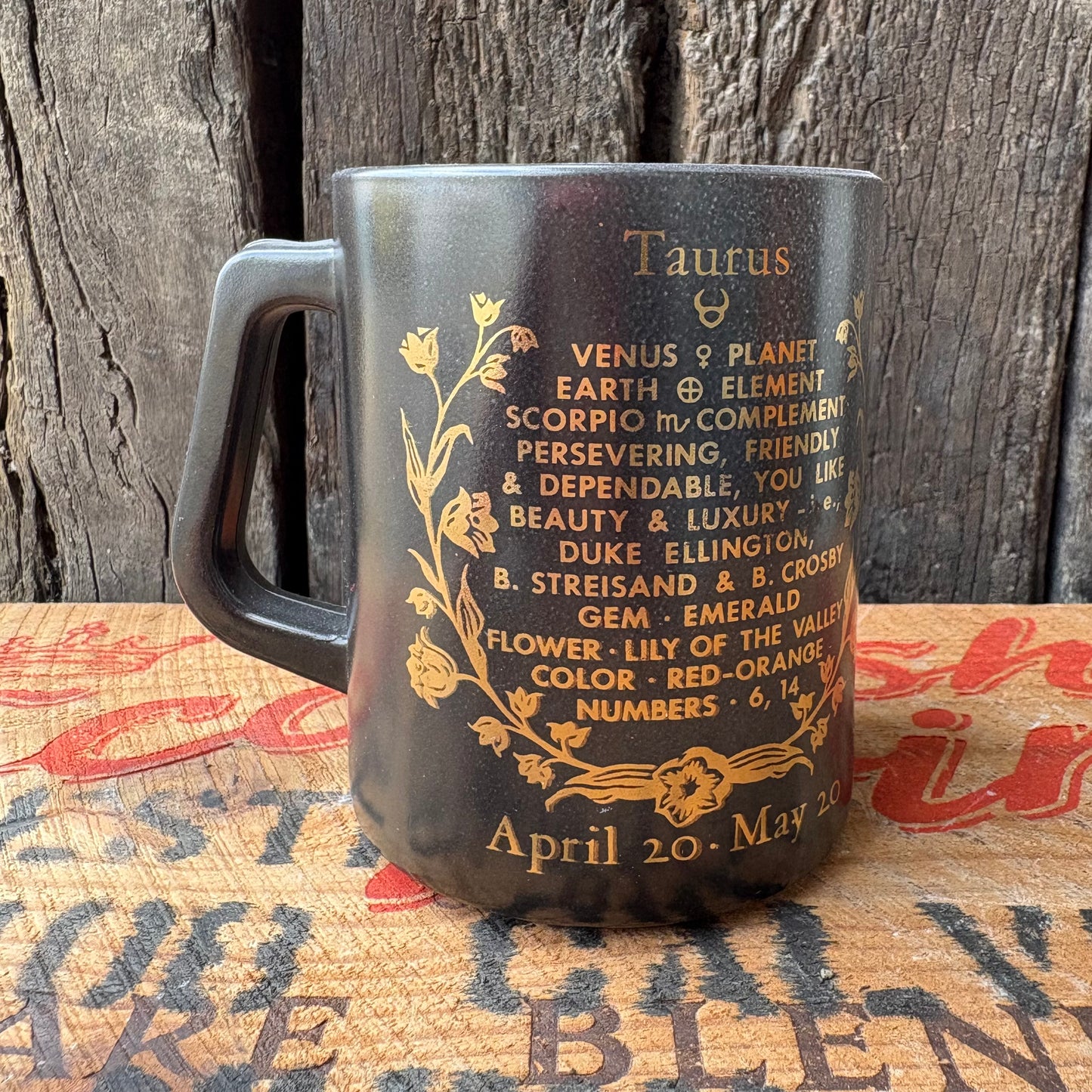 【1960s-1980s USA vintage】FEDERAL Glass Taurus Zodiac Mug