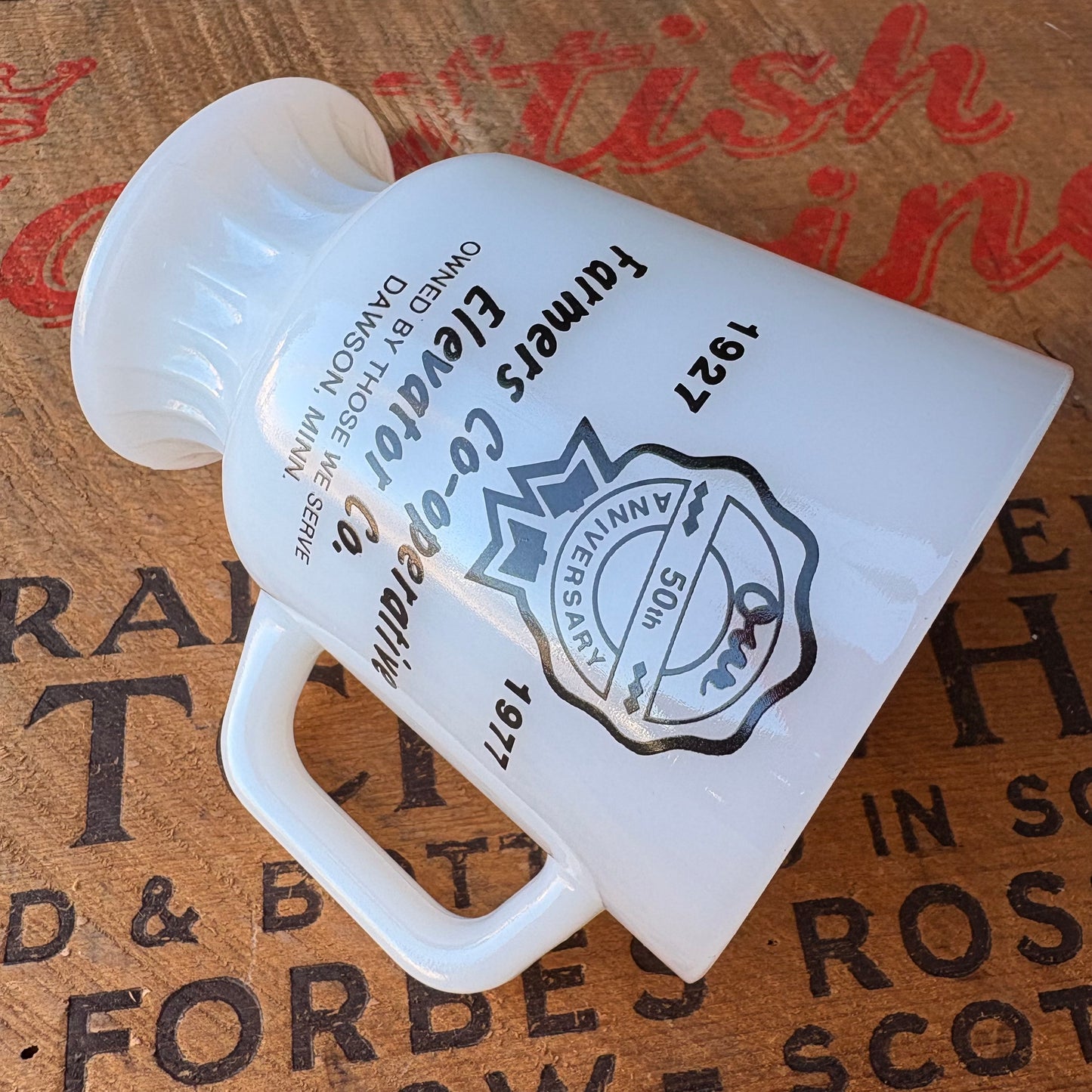 【1970s USA vintage】Fire-King Farmers Co-op Advertising Mug