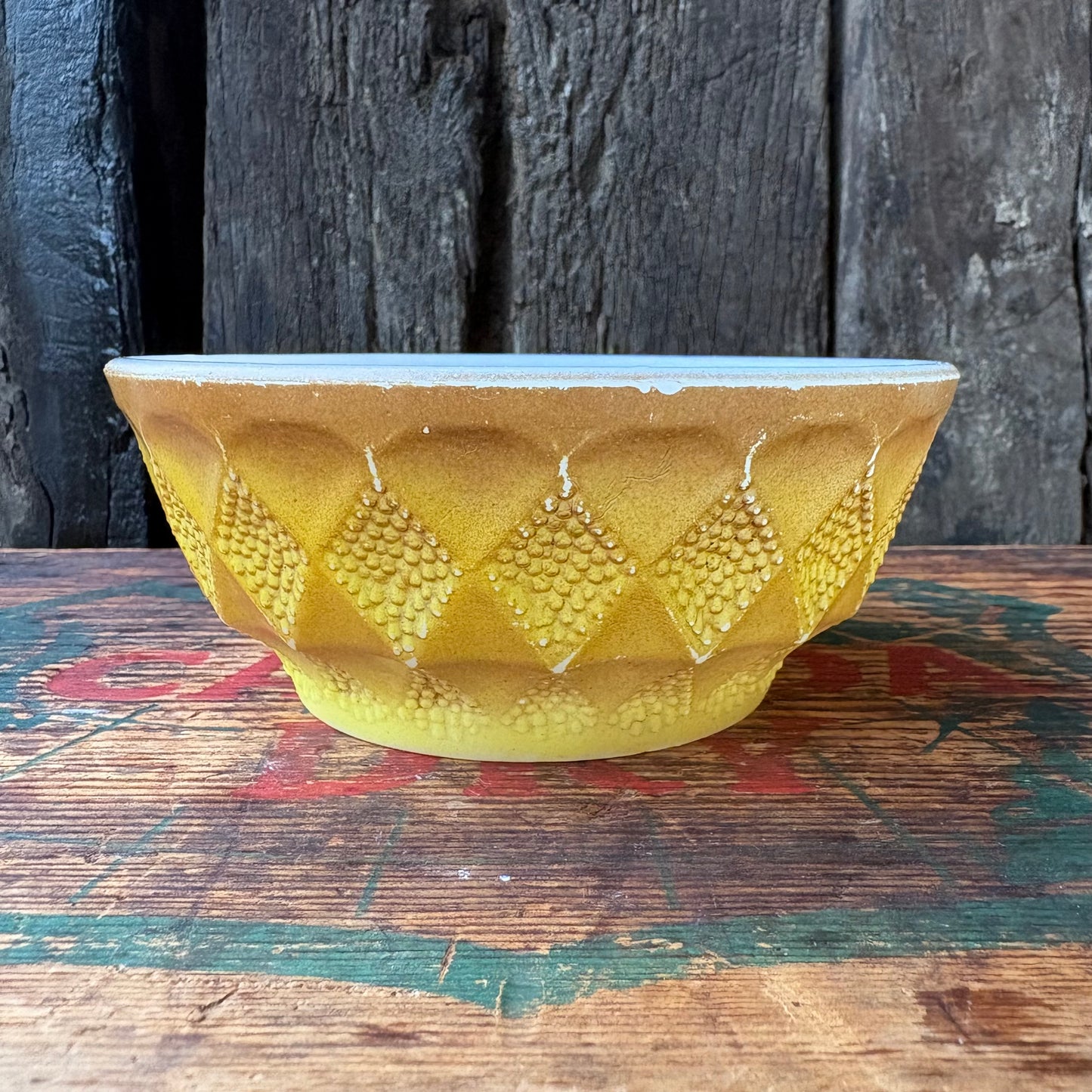 【1960-1976 USA vintage】Fire-King Kimberley bowl Yellow