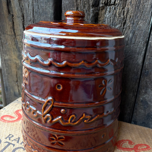 【1950s USA vintage】Marcrest Oven Proof Stoneware Cookie Jar