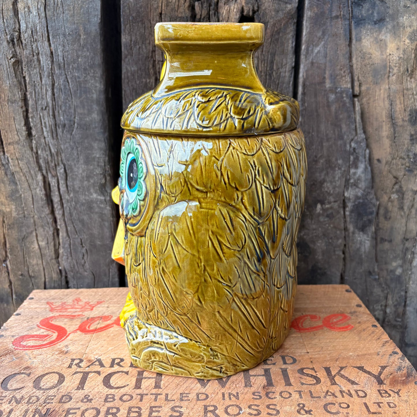 【1970s JAPAN vintage】Green Owl Cookie Jar