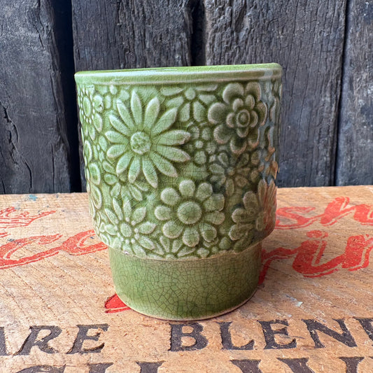 【1970s vintage】JAPAN stacking mug Green flower