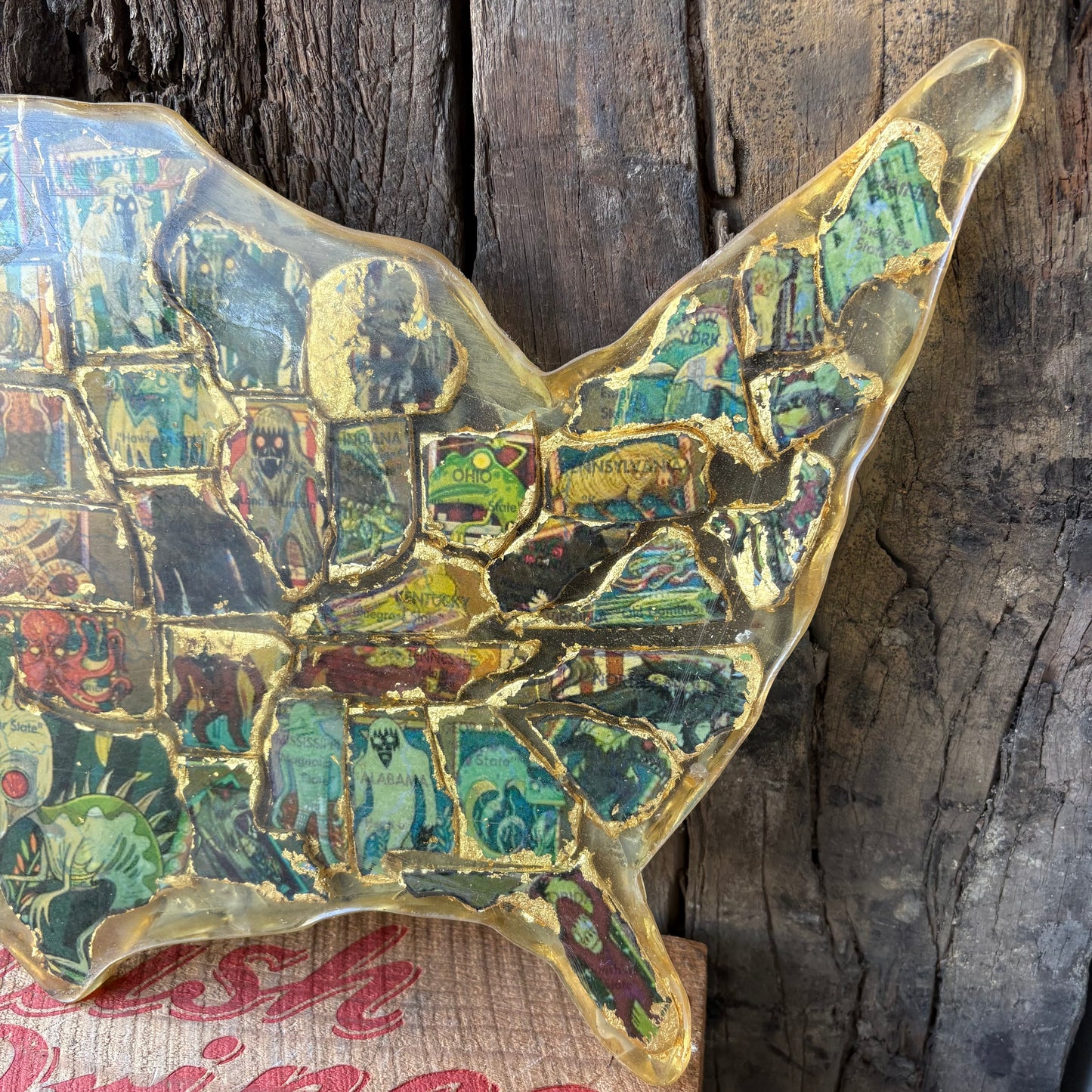 【1950s60s USA vintage】United States Map Art Object