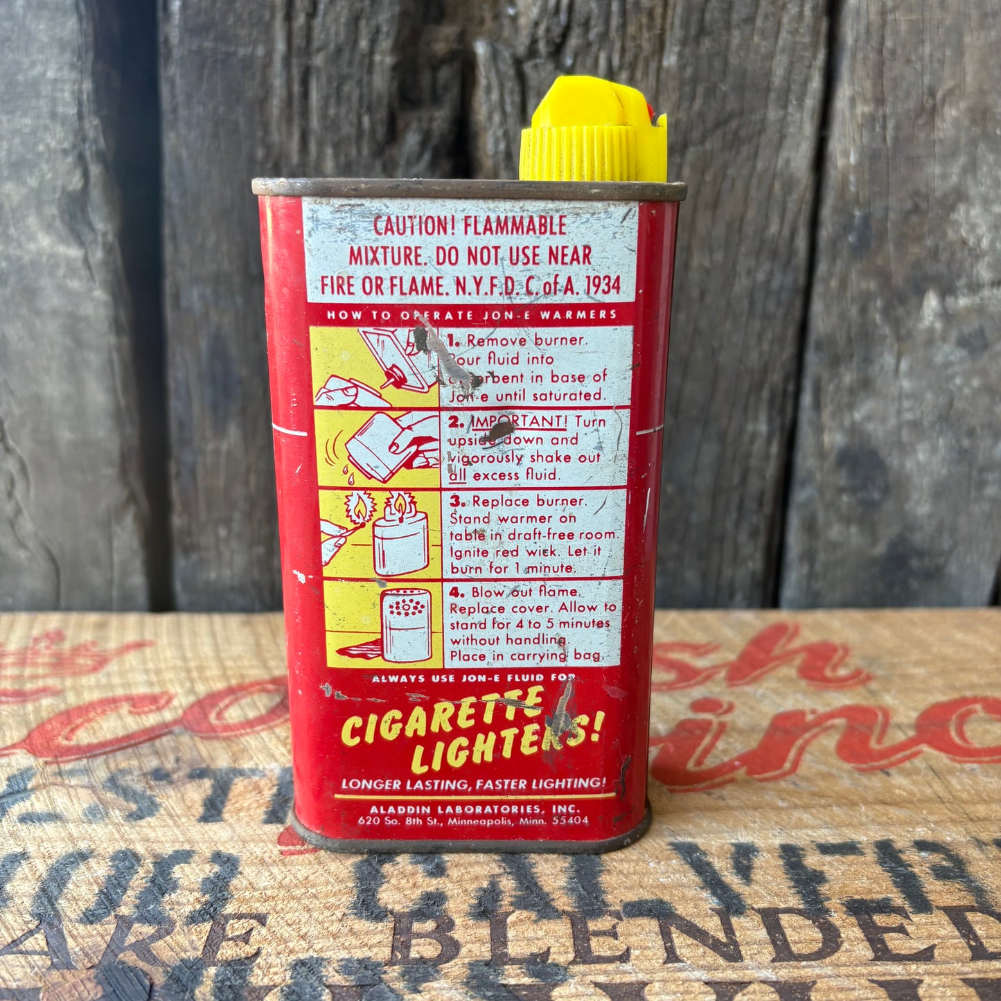 【1950s USA vintage】Jon-e Hand Warmer Fluid Advertising Tin Can