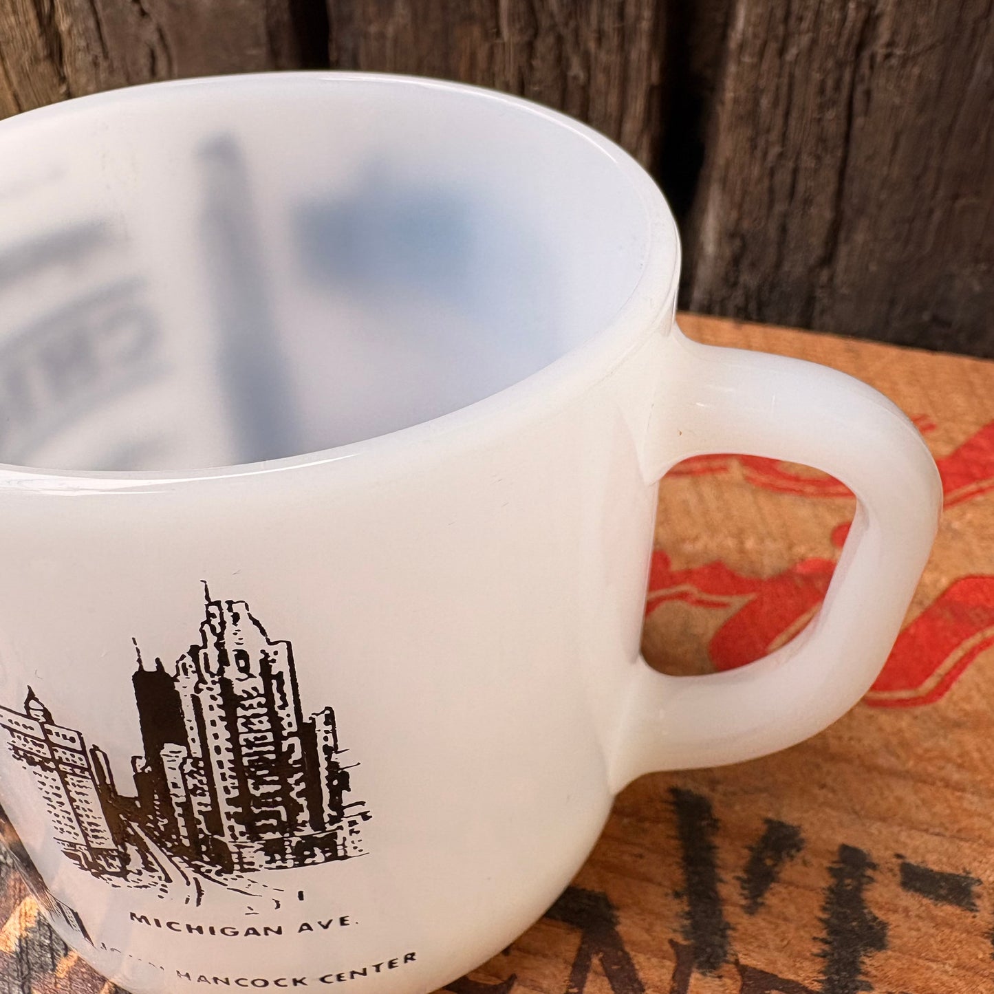 【USA vintage】FEDERAL Glass CHICAGO Milk Glass Mug