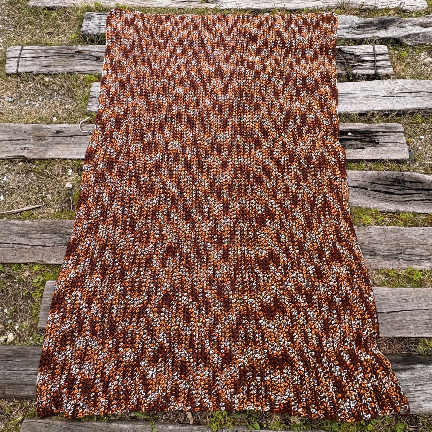 【USA vintage】Granny Blanket Brown Mix