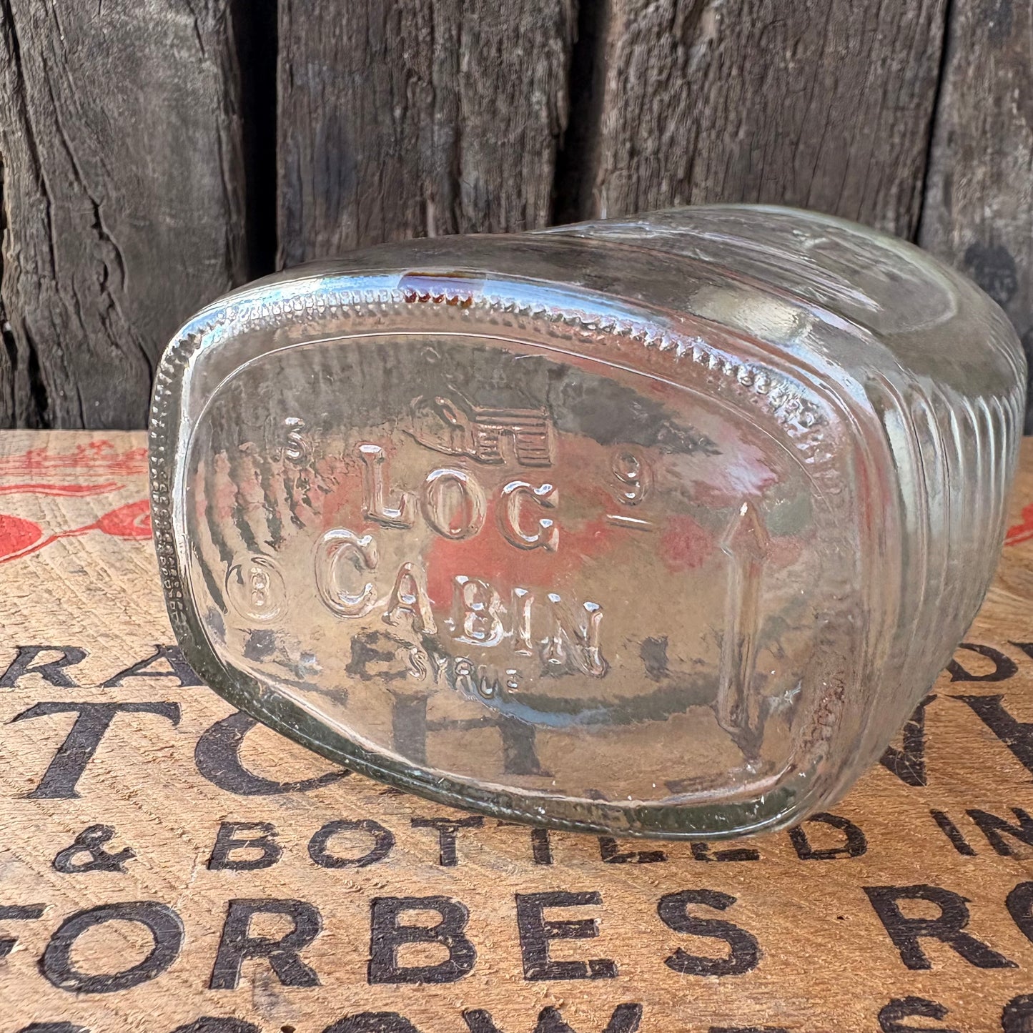 【1976 USA vintage】Bicentennial Log Cabin Liberty Bell Syrup Glass Bottle