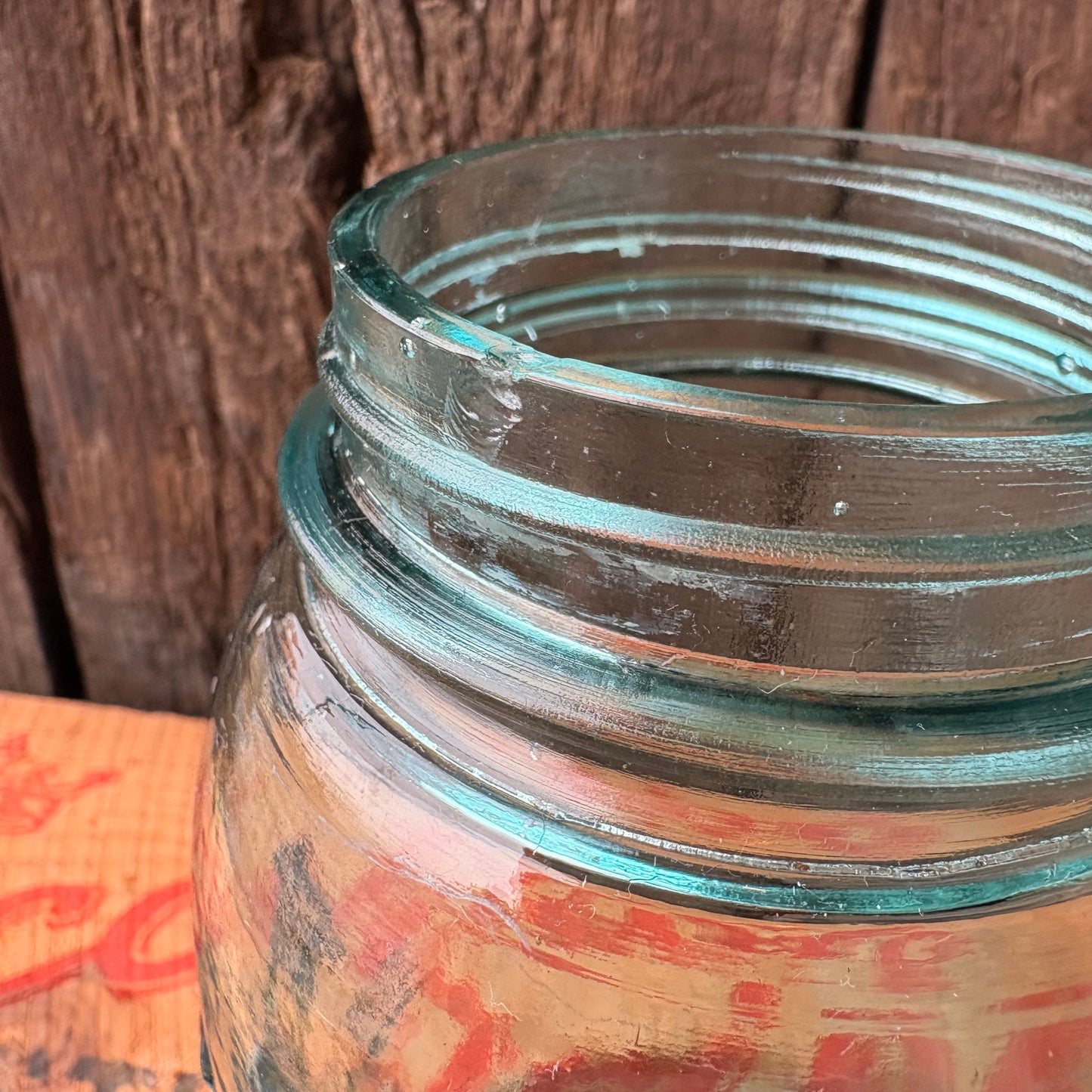 【1910s-1930s USA vintage】Hazel-Atlas ATLAS Strong Shoulder MASON Jar Glass Bottle