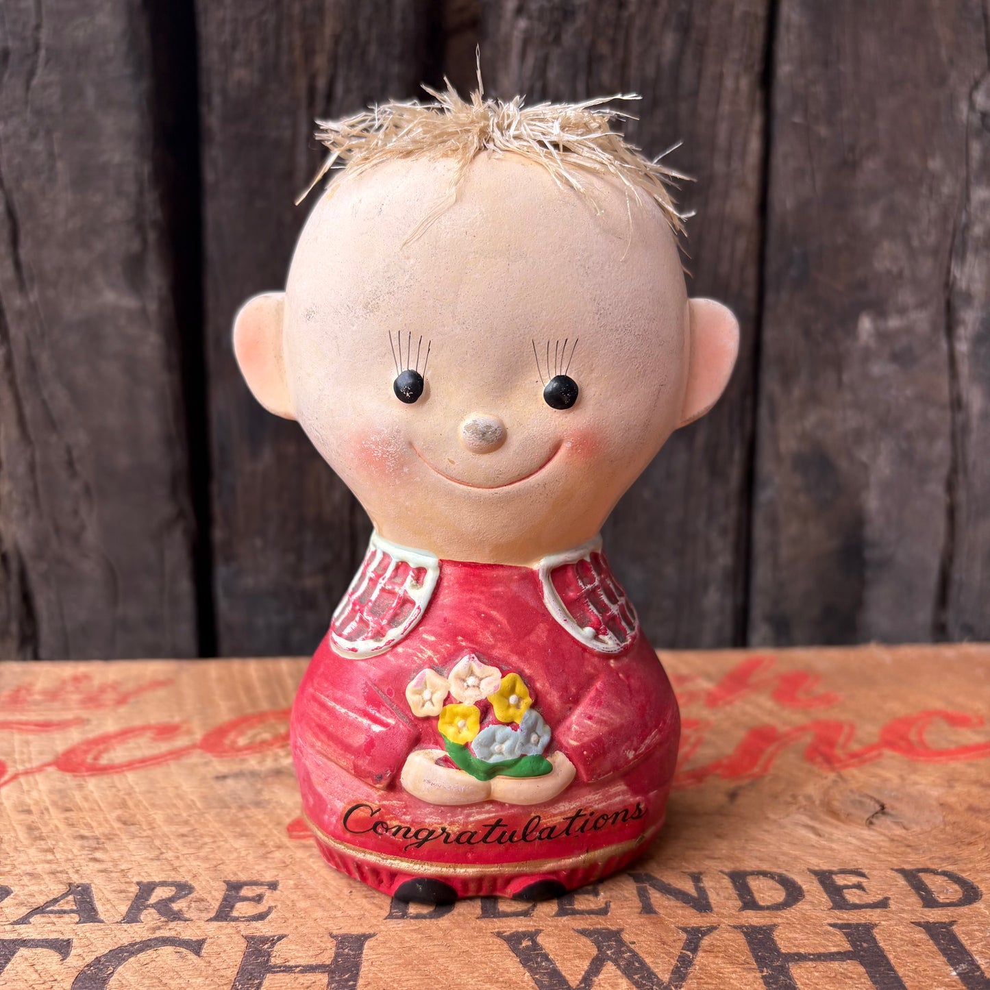 【1970s USA vintage】Congratulations Girl Ceramic Bank