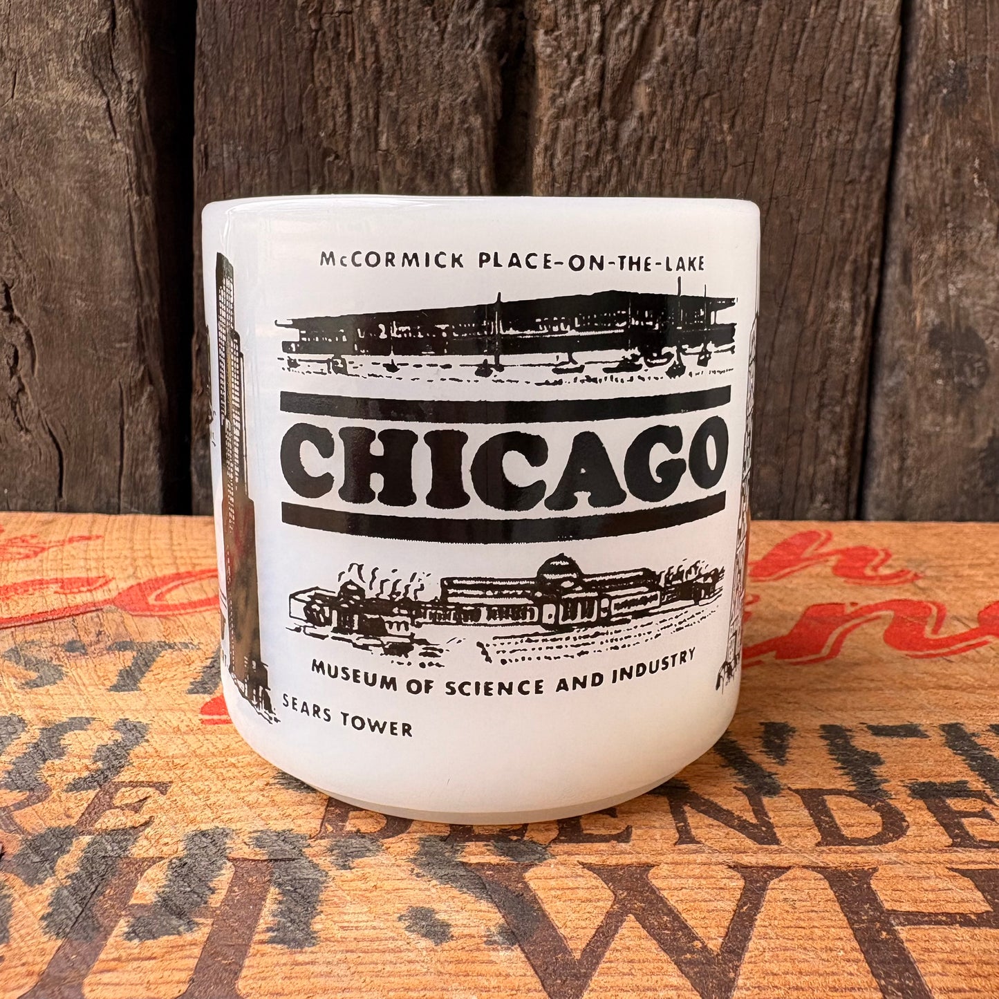 【USA vintage】FEDERAL Glass CHICAGO Milk Glass Mug